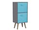 image 1 of Grey 2-Tier 2-Drawer Cube Shelving Unit with Scandinavian Legs | Blue | Sky Blue & Pine | 1