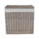 image 4 of 72cm Grey Wash Finish Storage Wicker Hamper Basket | Grey | Grey | L