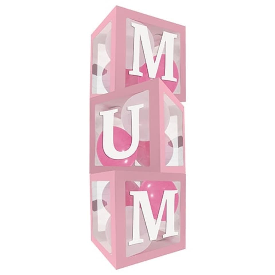 Mother's Day Mum Spellout Giant Pop Up Clear Balloon Block Stackable Boxes