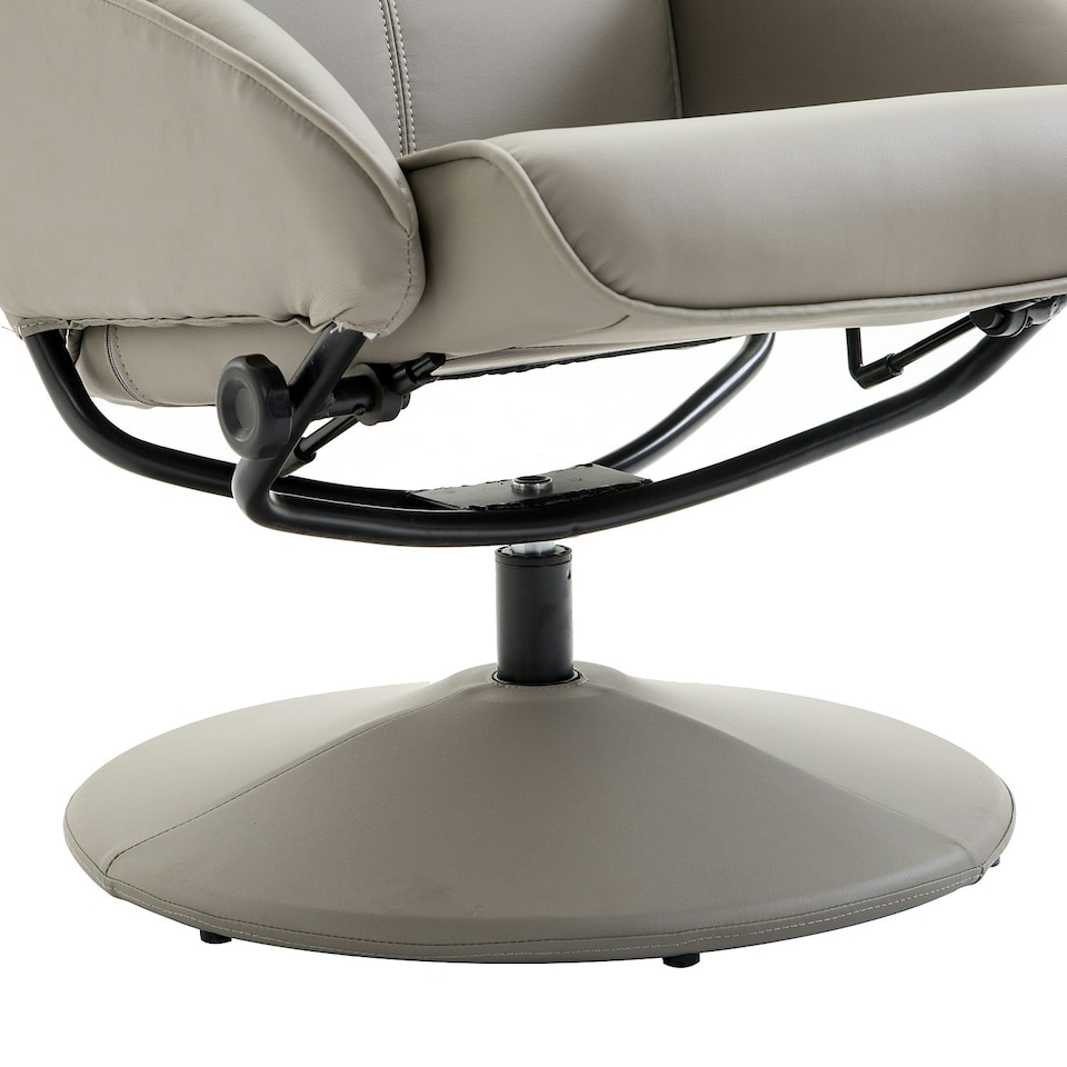 image 1 of HOMCOM Swivel Armchair with Footstool and Adjustable Backrest Grey