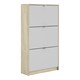 image 1 of Shoes Shoe Cabinet 3 Flip Down Doors and 2 layers Oak structure White