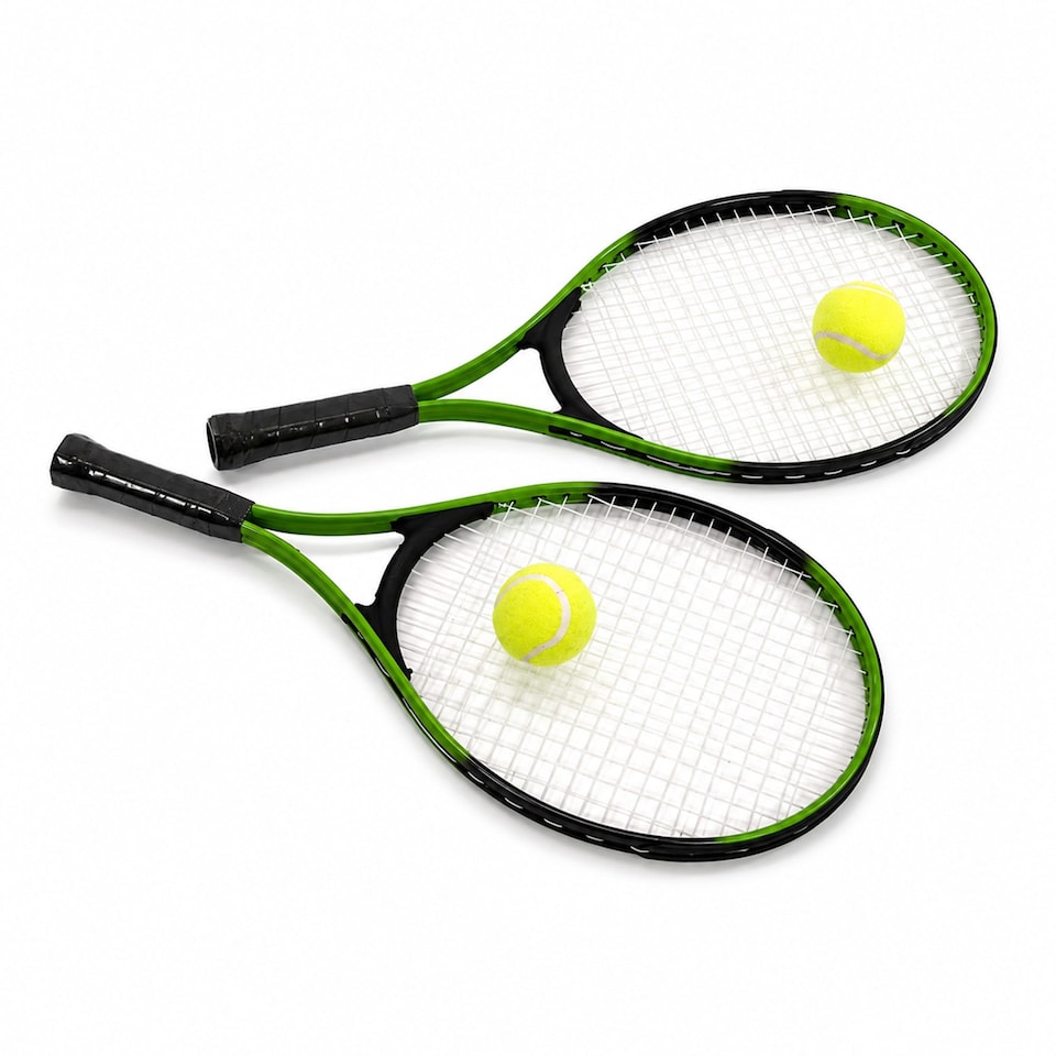 image 1 of 2 Player Junior Tennis Set with 23 Inch Aluminium Rackets, Balls & Carry Bag