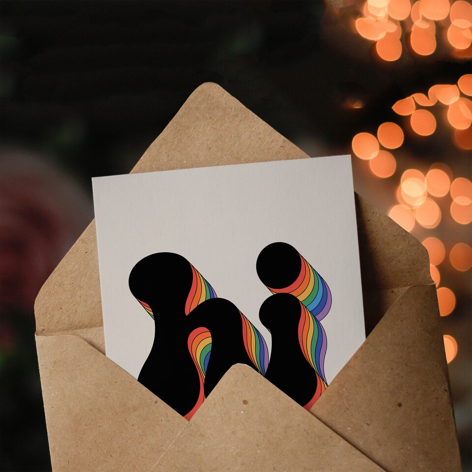 image 1 of Hi Vibrant Retro Rainbow Font Typography Word Thinking Of You Greeting Card