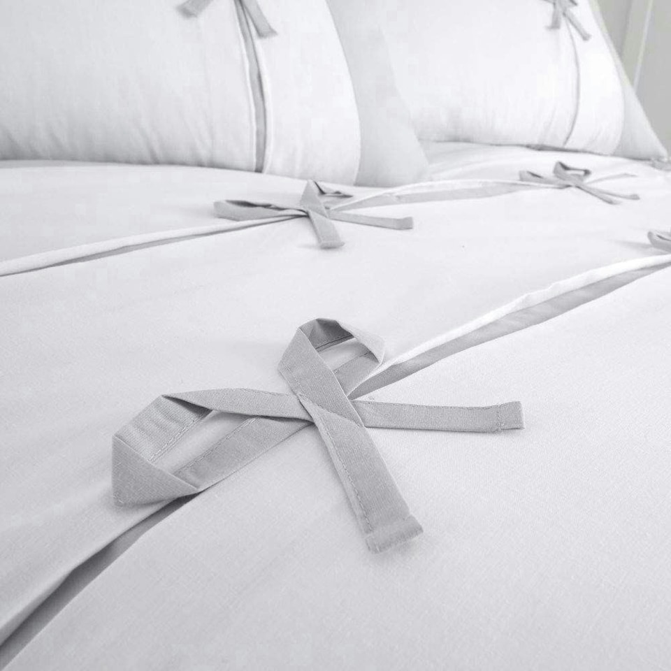 image 1 of Milo Bow Duvet Cover Set | White