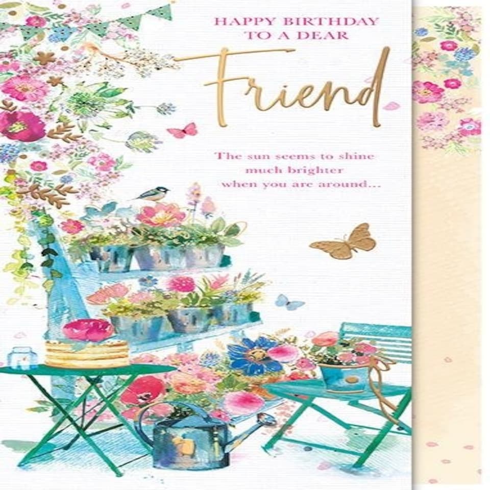 Words 'n' Wishes Female Friend Birthday Card - Plants Garden