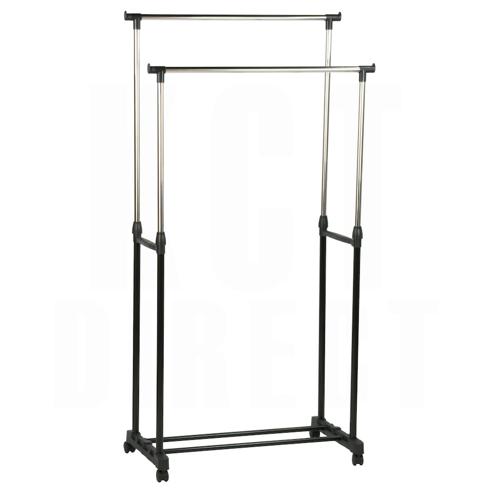 image 1 of KCT Adjustable Double Clothes Rack on Wheels Black | Silver | One Size