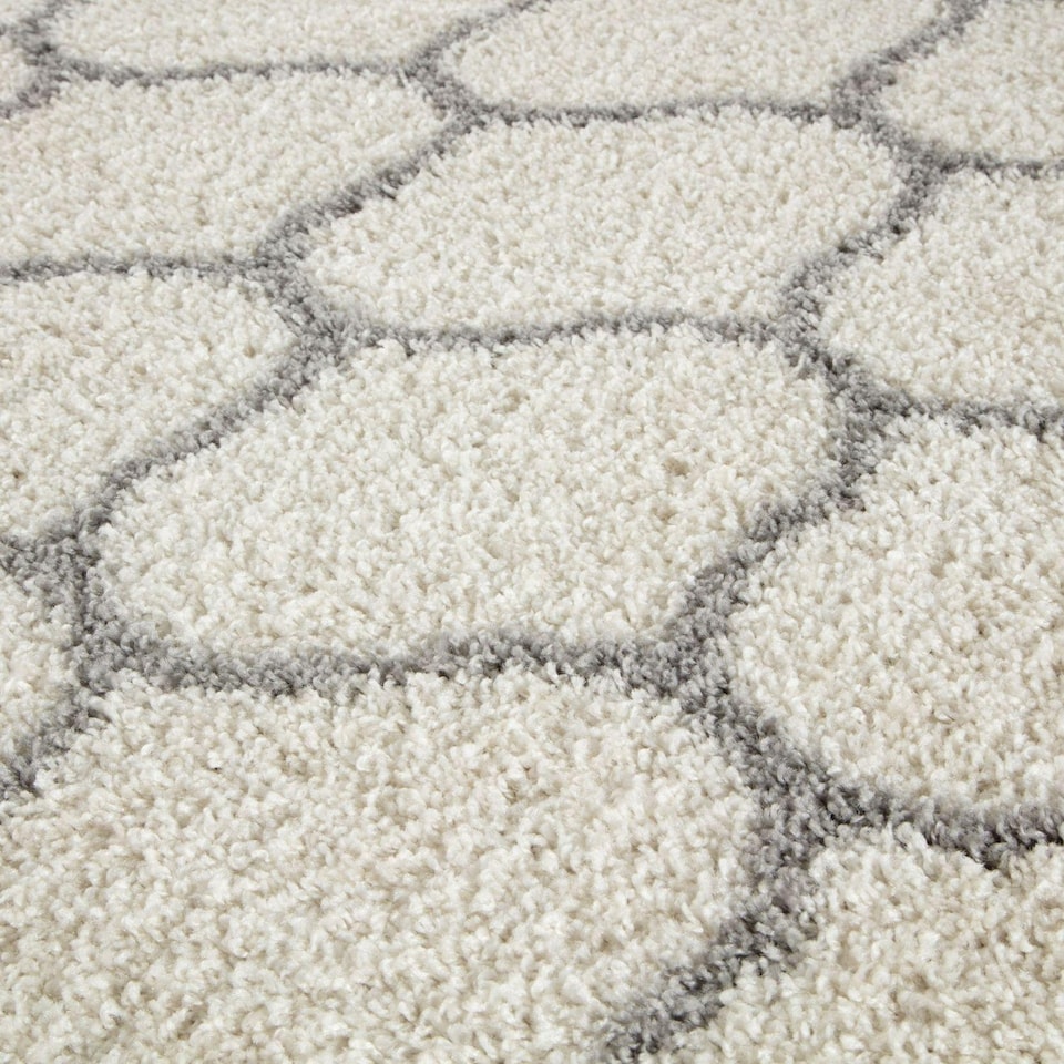 image 1 of The Rugs Moroccan Collection Soft High Pile Shaggy Trellis Floor Rugs and Runners Living Room
