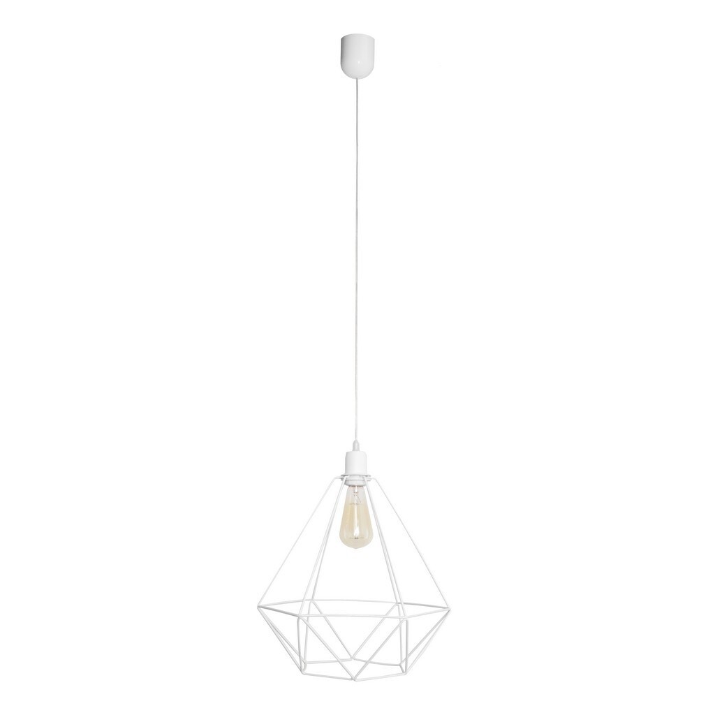 Karo Wire Frame Pendant Ceiling Light White 35cm