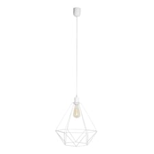 Karo Wire Frame Pendant Ceiling Light White 35cm
