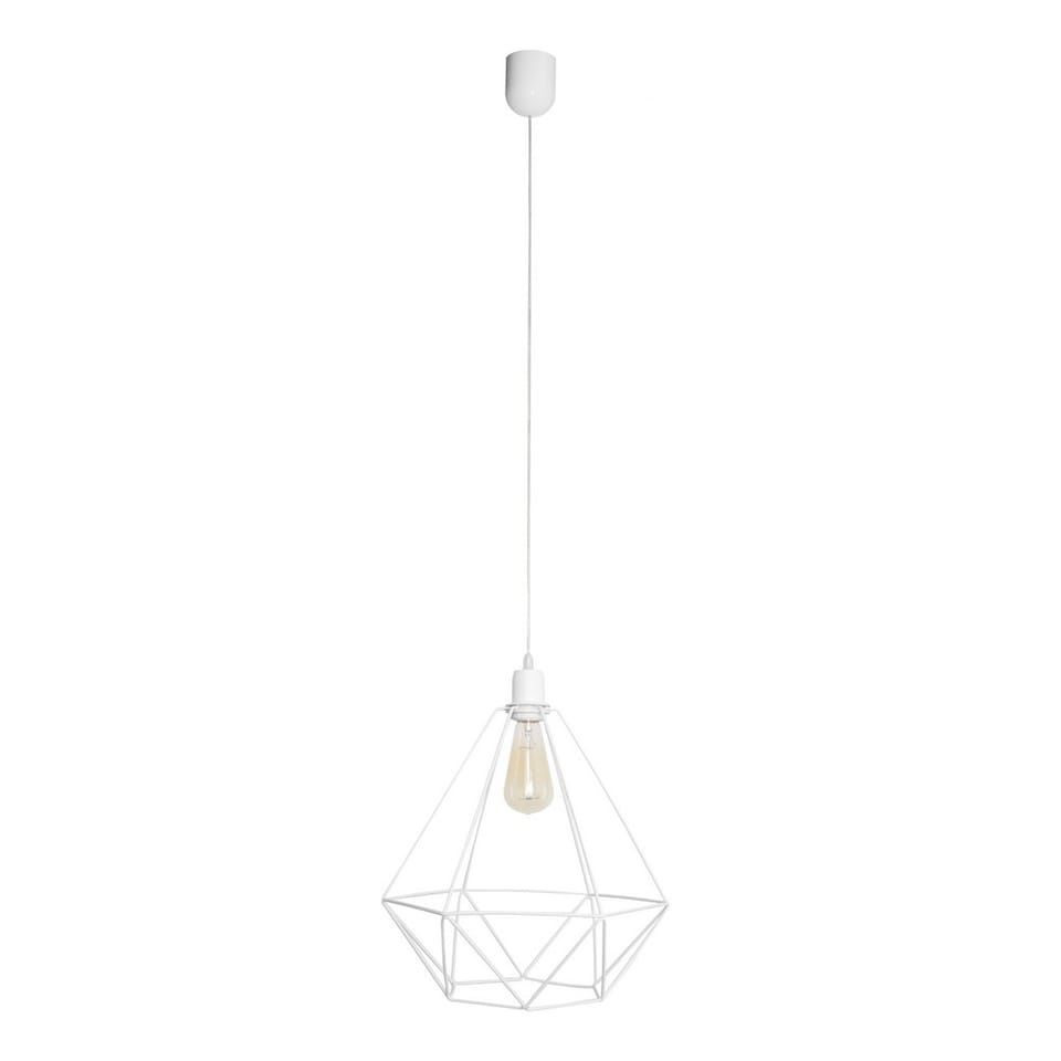 Karo Wire Frame Pendant Ceiling Light White 35cm