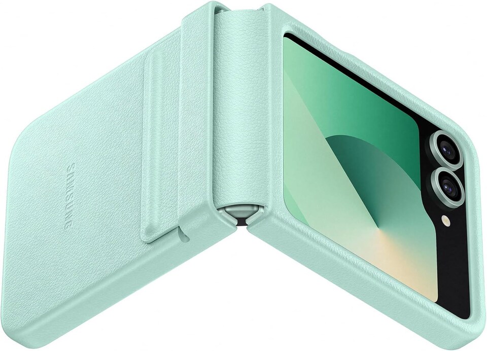 image 1 of Samsung Galaxy Z Flip 6 Faux Leather/Kindsuit Case Mint - EF-VF741PMEGWW