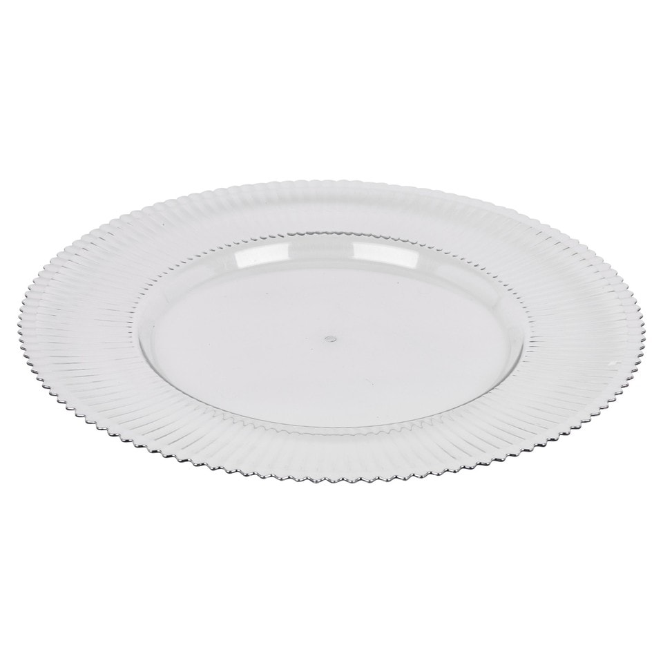 image 1 of Clear Fluted Charger Plates Silver Gold Wedding Tableware Underplates | Silver | Silver | Set of 6