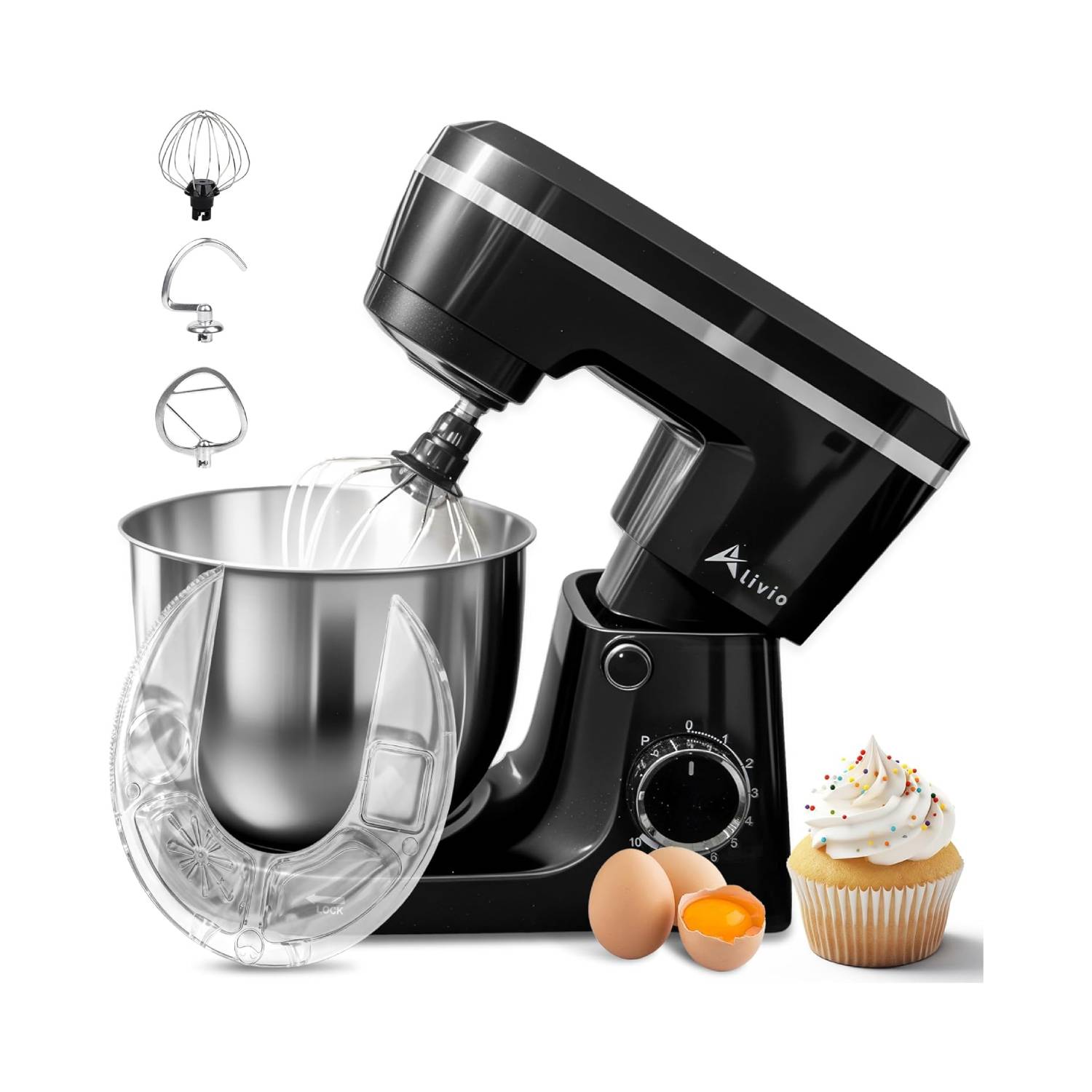 Alivio 1500W Compact & Lightweight 5L Stand Mixer (Black)