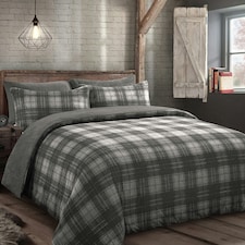 Velosso Check Teddy Fluffy and Warm Fleece Duvet Cover Set Grey | Grey | Super King