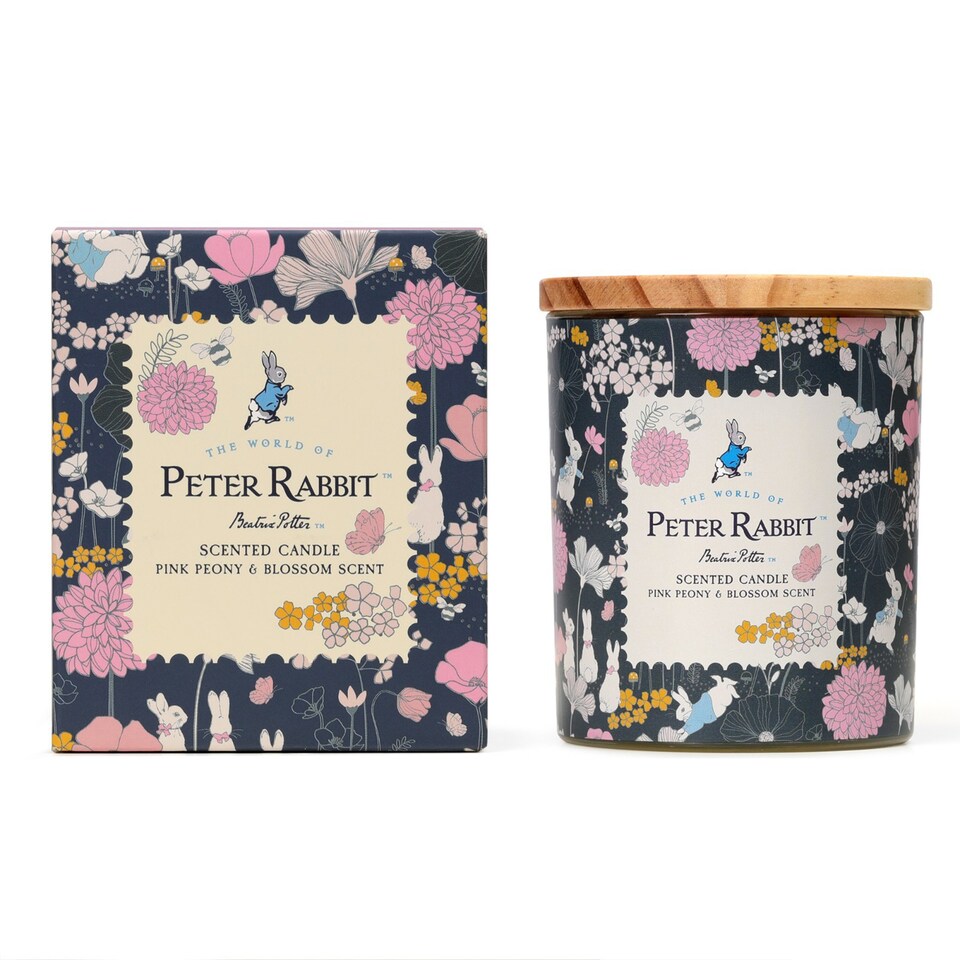 image 1 of Peter Rabbit Scented Glass Candle - Pink Peony Blossom