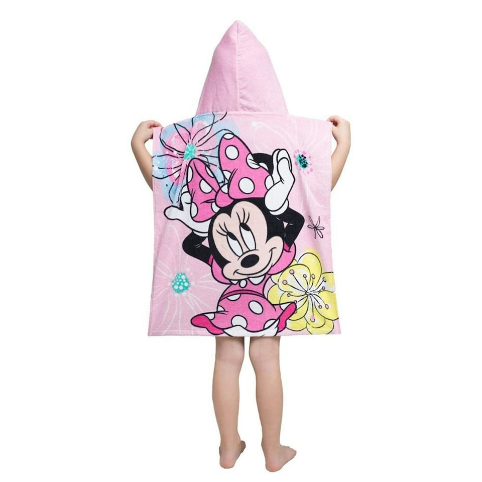image 1 of Disney Minnie Mouse Bow Hooded Towel - Pink/Multicoloured - One Size | Pink | One size