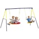 image 1 of AIYAPLAY Kids Swing Set with Double Swings, Metal Frame, 150kg Capacity | Multi | Blue and yellow frame, multicolour seat | 265L x 160W x 178H cm