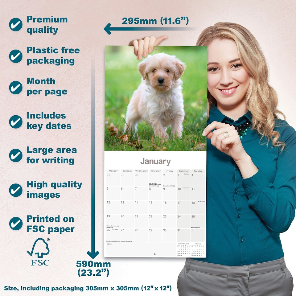 image 1 of Tibetan Terrier 2026 Calendar | Square Wall Calendar | Dog Breed Gift | Plastic Free Packaging | by Avonside Publishing