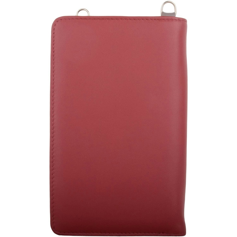 image 1 of Lightweight Genuine Leather Travel Phone Cross Body Shoulder Bag Red | Red/Ivory