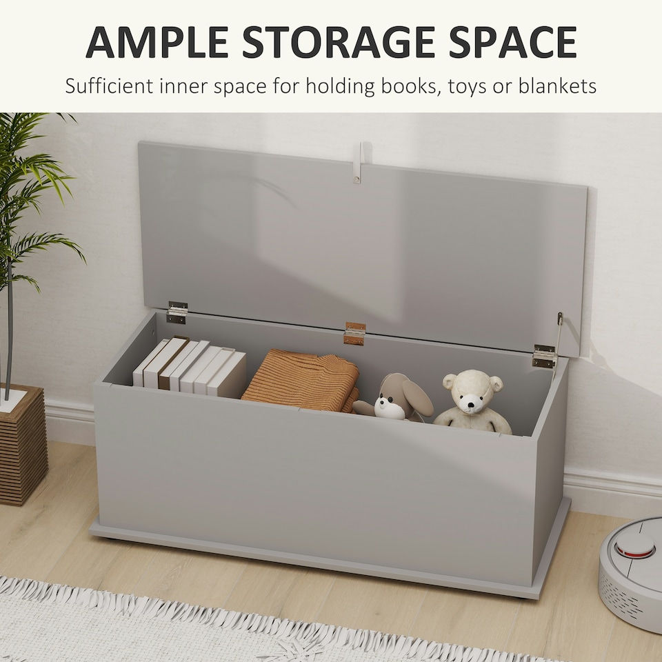 image 1 of HOMCOM Storage Chest With Lid, 113L Storage Box Grey