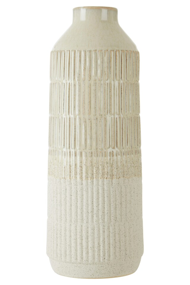 image 1 of Orsina Modern Large Grey Textured Glass Vase, Ribbed Design Flower Vase for Contemporary Spaces, Modern Large Vase