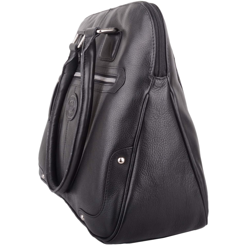 image 1 of London Leathergoods Womens Large Premium Soft Leather Travel / Work Hand Bag / Shoulder Bag | Black | Black