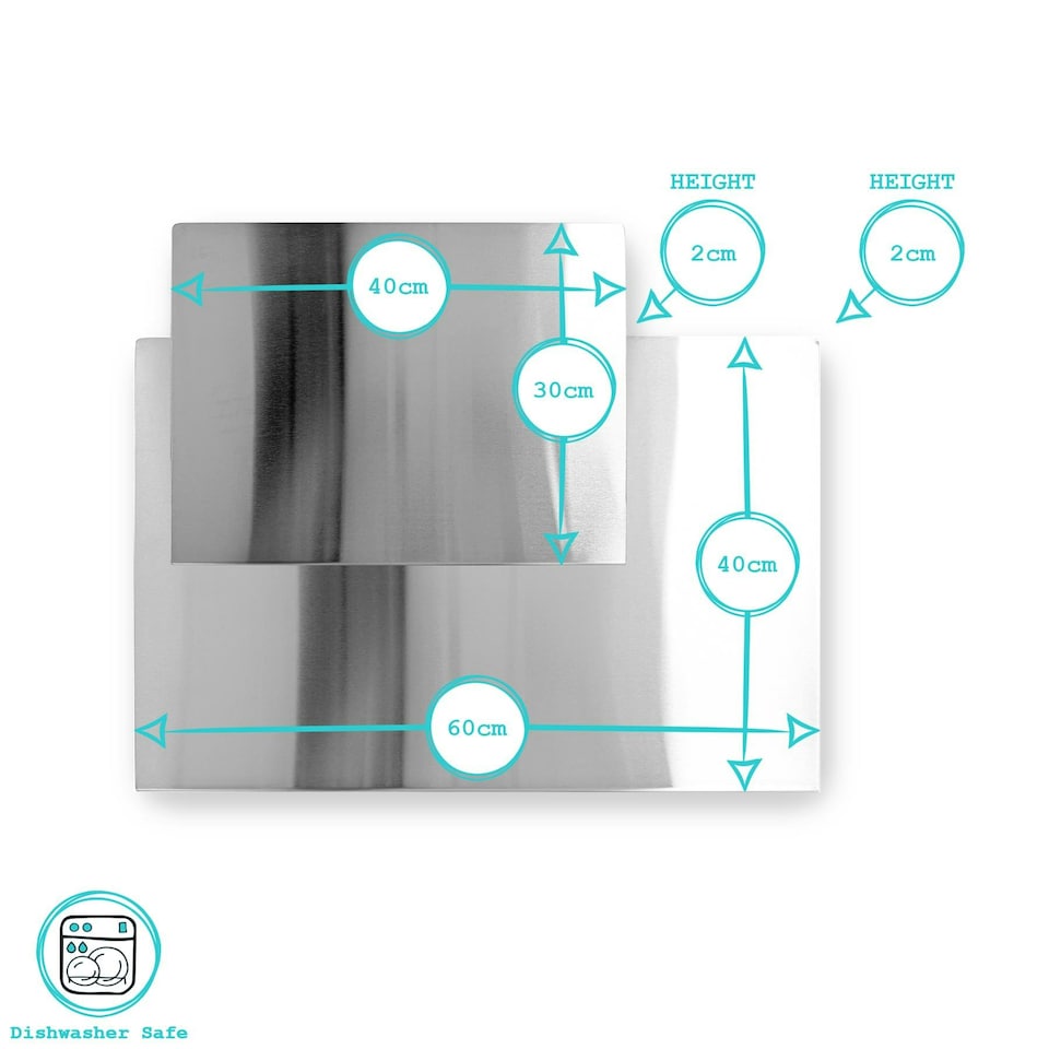 image 1 of Argon Tableware 2pc Stainless Steel Counter Edge Chopping Board Set - 2 Sizes Silver