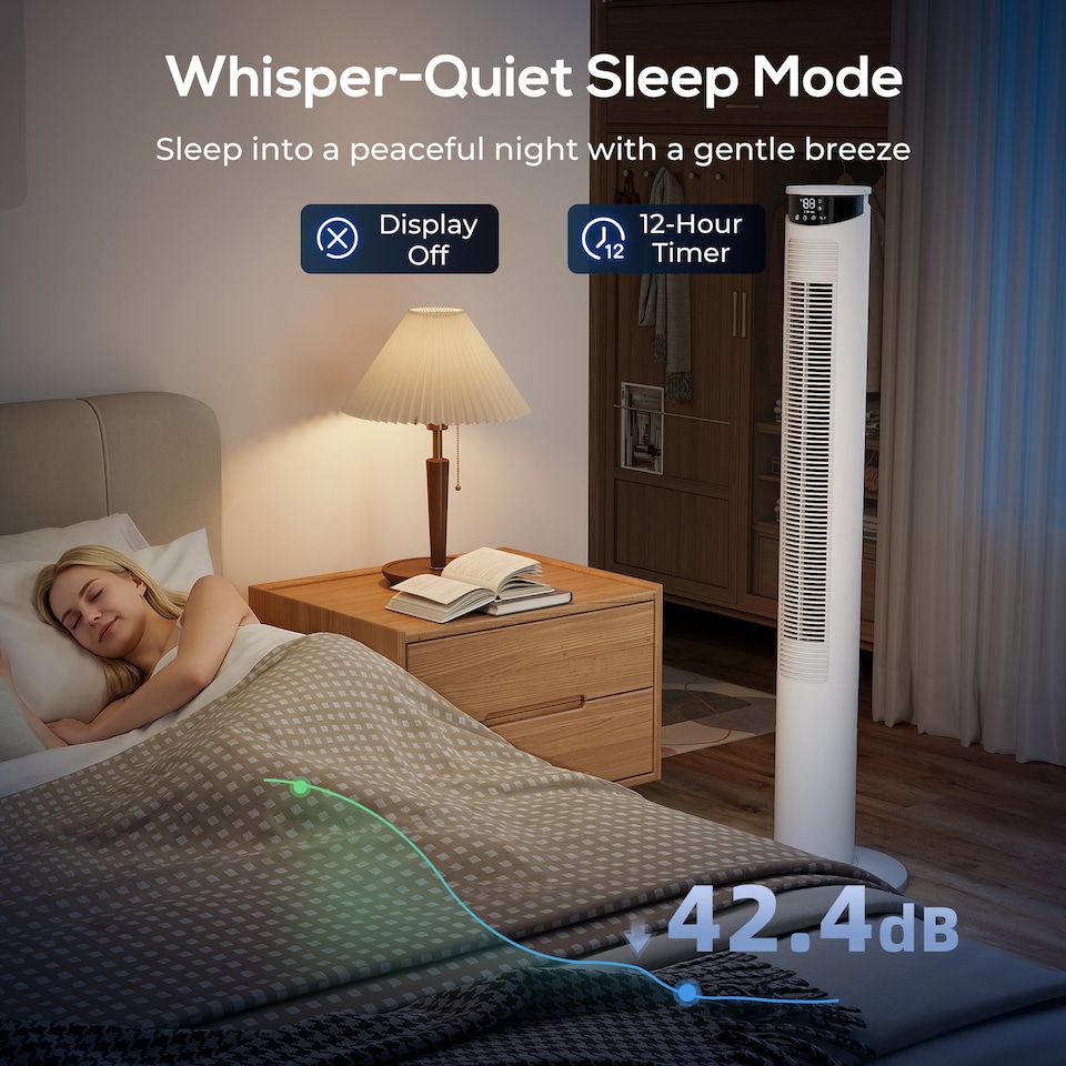 image 1 of HOMCOM Tower Fan with WiFi Control 116 cm | White | White | 31.5 x 31.5 x 116 cm