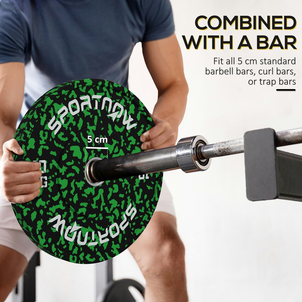 image 1 of SPORTNOW Olympic Weight Plates with 5cm Holes, for Weight Lifting, 2 x 20kg