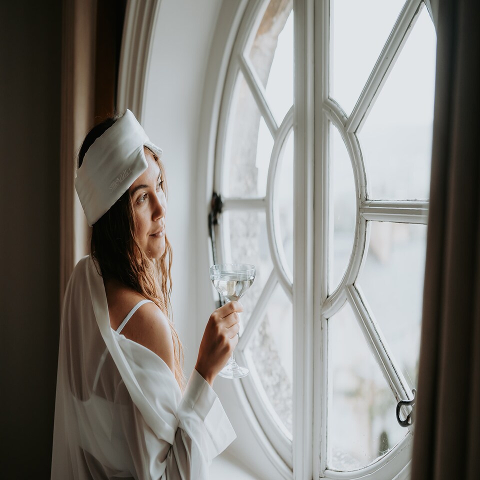 image 1 of Silk Addict 100% Mulberry Silk Sleep Mask – Ivory | White | 1