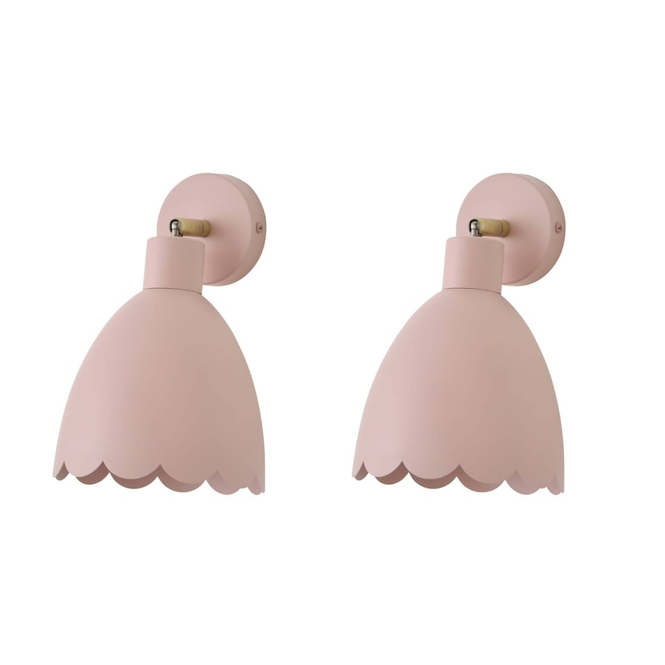 image 1 of ValueLights Millie Pair Rose Pink Scallop Adjustable Wall Lights | Pink