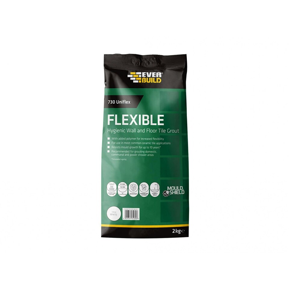 Everbuild Sika 730 Uniflex Hygienic Tile Grout - Multi Colour - White 2.5kg
