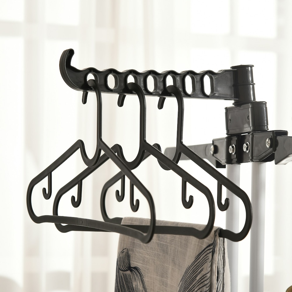 image 1 of HOMCOM Foldable Clothes Drying Rack Steel Garment Dryer with Casters Black