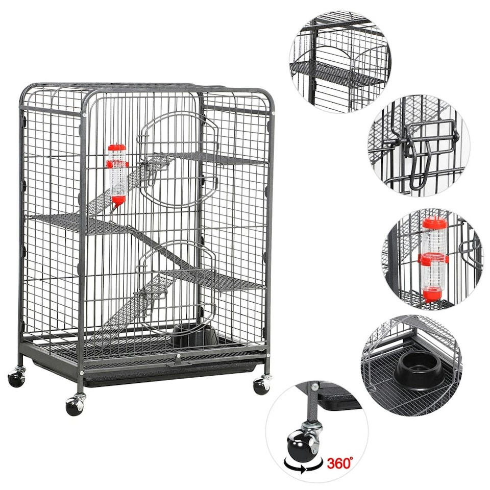image 1 of Yaheetech 93.5 cm Tall 4-Tier Rolling Large Ferret Cage