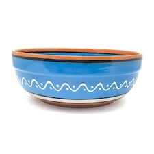 Verano Spanish Ceramics Fiesta Deep Salad Bowl - 26cm Blue | Blue | 1