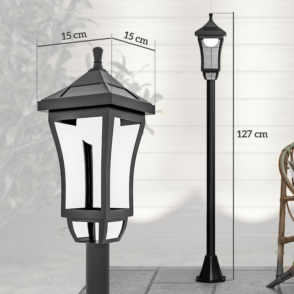 image 1 of Outsunny 1.3 m LED Garden Lamp Post Light, Waterproof IP44, Cool White | Black | Black