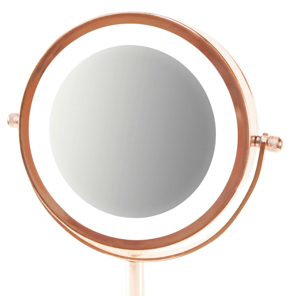 image 1 of Rose Gold Double Sided LED Cosmetic Mirror
