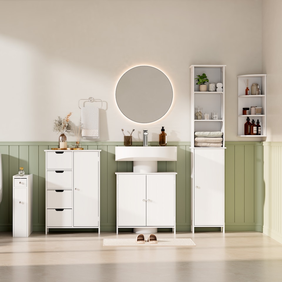 image 1 of VonHaus Holbrook White Bathroom 3 Tier Corner Shelf