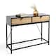 image 1 of VonHaus Dalton Console Table Chevron Design with Drawers | Black