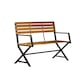 image 8 of Kendal 2 Person Outdoor Modern Cross Design Metal Wooden Garden Patio Bench