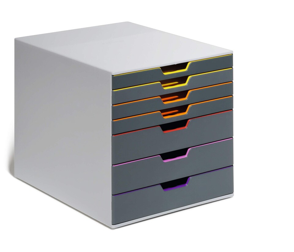 image 1 of Durable VARICOLOR Desktop Organiser 7 Drawer Colour Coded Modular Storage | A4+ | Grey