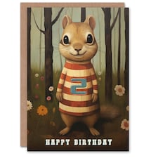 Cute Kids Age 2 Year Old Chipmunk Child Kids 2nd Birthday Card