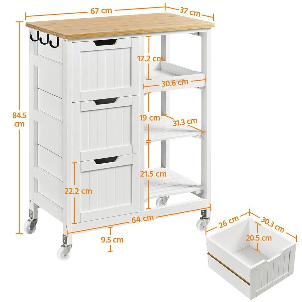 image 1 of Yaheetech 84.5 cm H Kitchen Storage Serving Cart
