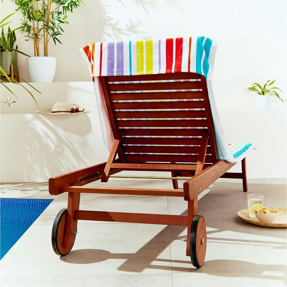 image 1 of Catherine Lansfield Rainbow Stripe Bright Beach Lounger Towel Multi