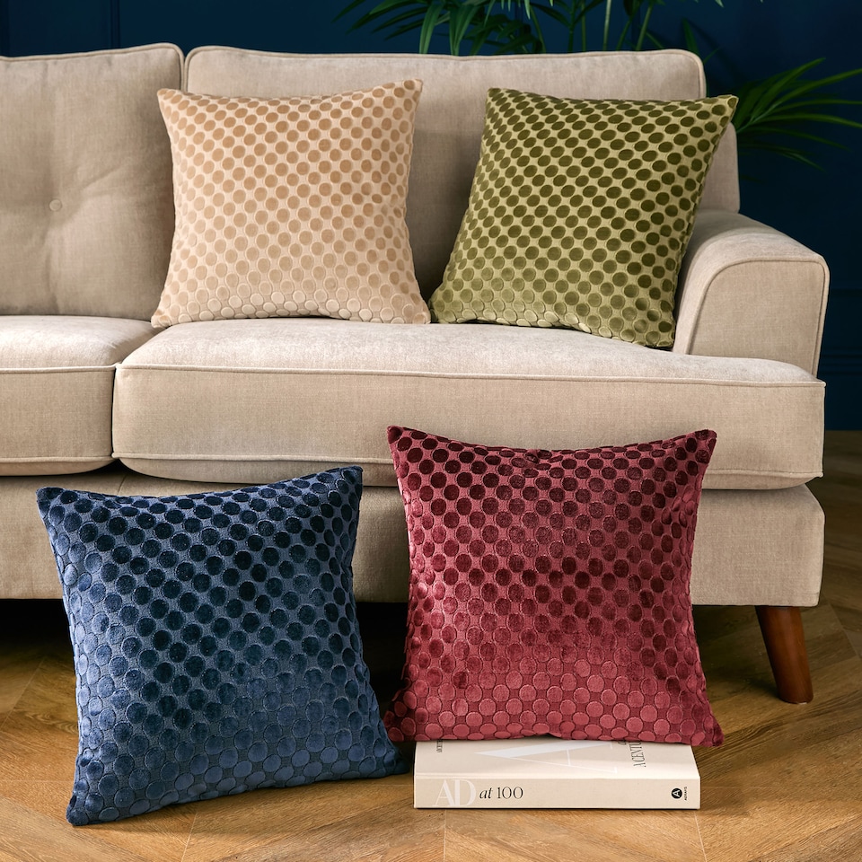 image 1 of Soiree Velvet Spot Filled Cushion Natural