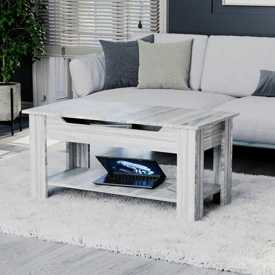image 1 of Vida Designs Lift Up Coffee Table With Storage Compartment & Shelf, Grey Wood