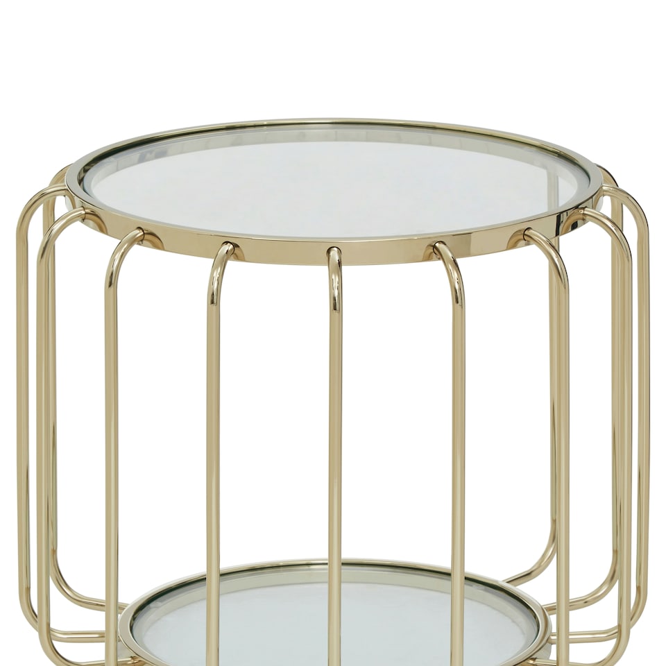 image 1 of Interiors by Premier Modern Gold Side Table, Contemporary Gold Side Table with Glass Top, Luxury Side Table for Living Room Gold