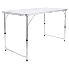 Harbour Housewares Height Adjustable Aluminium Folding Picnic Table - 120cm (4ft) - White | White | White