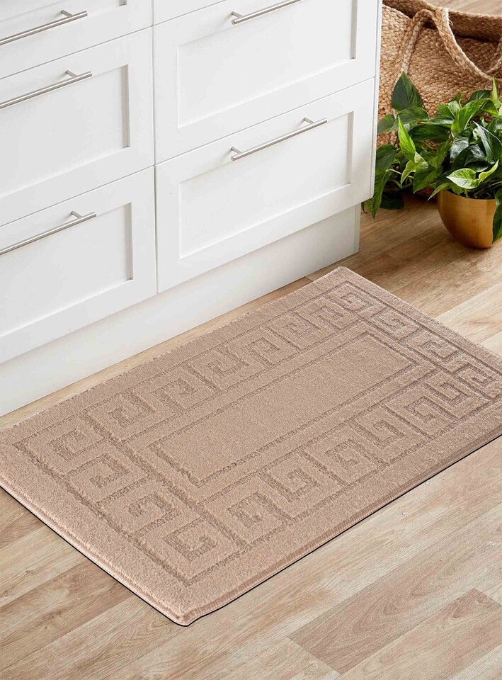 image 1 of Ivy Washable Greek Key Design Anti Slip Doormats - Runners
