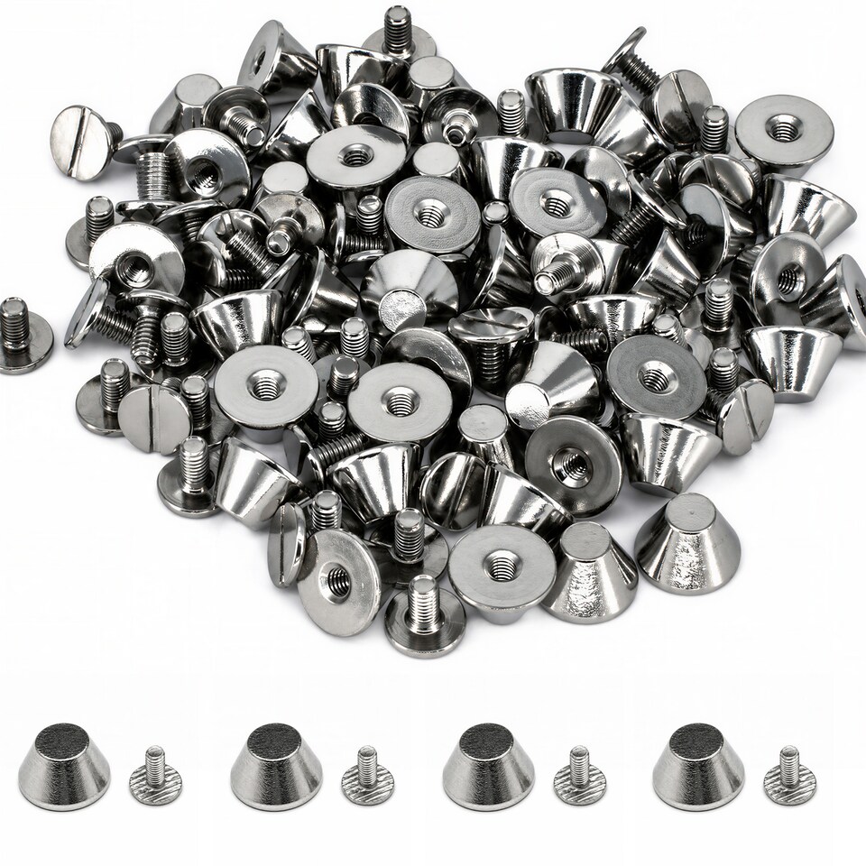 image 1 of 15mm x 7.5mm Mushroom Flat Head Studs Rivets for Leathercraft - 50pcs